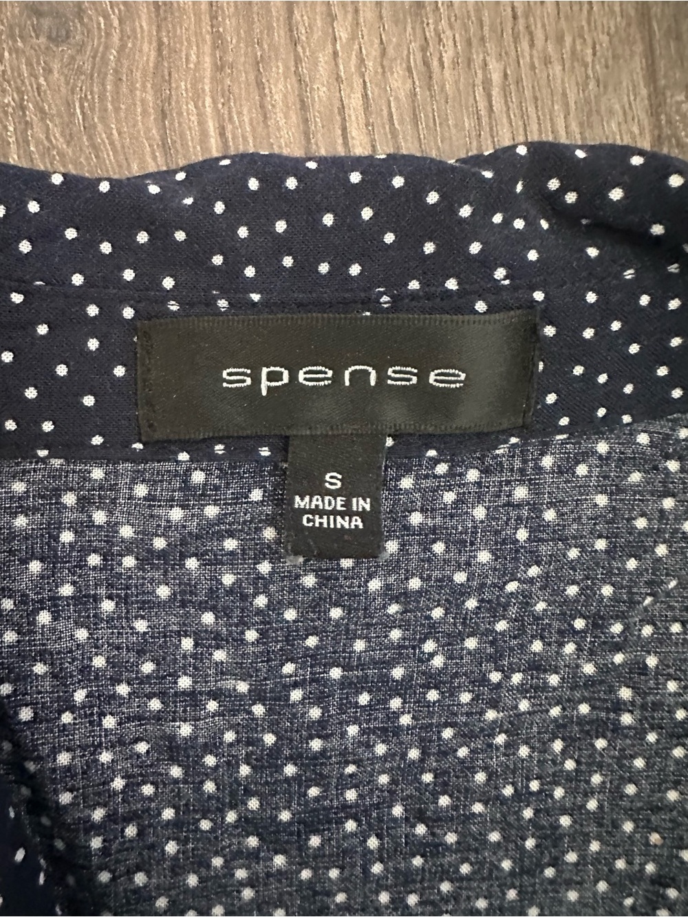 Spense Women’s Navy Blue Microdot Long Sleeve Button-Down Shirt - Picture 6 of 8